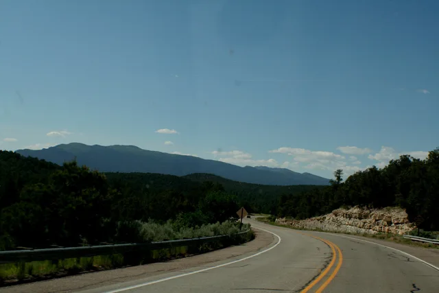 The wooded eastern side of the Sandia Mountains