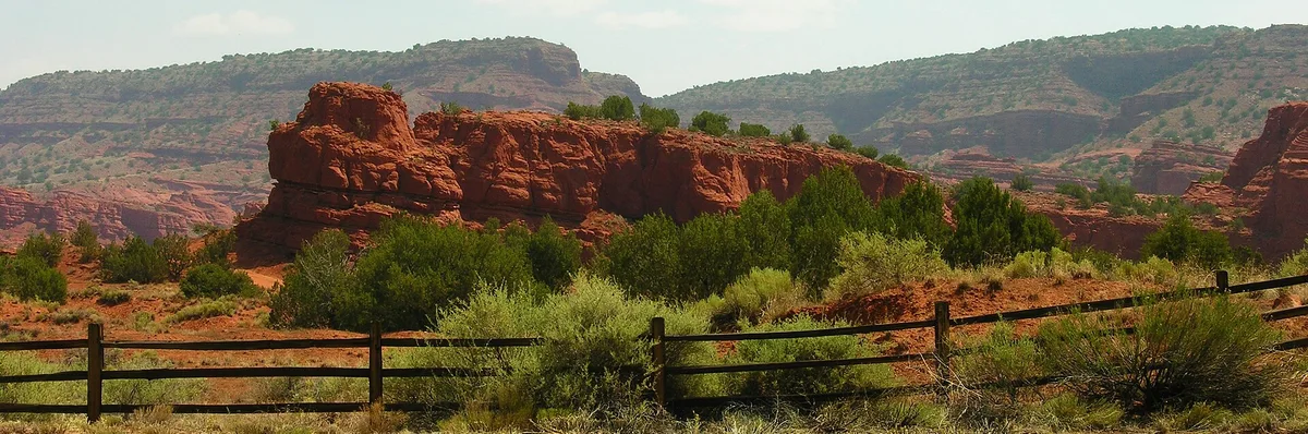 Red-rock formations in the Jemez landscape